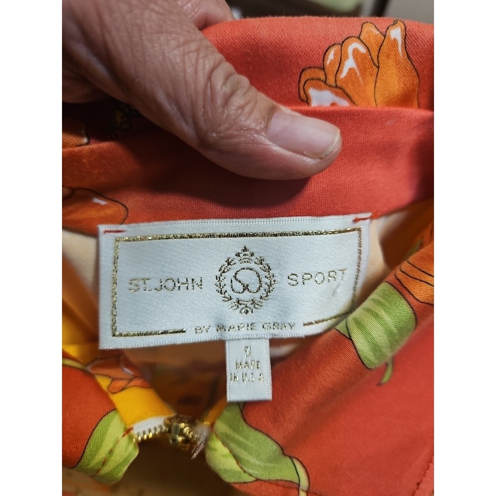 St John Sport Womens Jacket SZ Small Orange Butterfly Floral - Picture 5 of 9